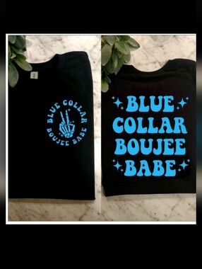 blue collar Boujee shirt cute Black And Blue trending retro Short Sleeve Tshirt